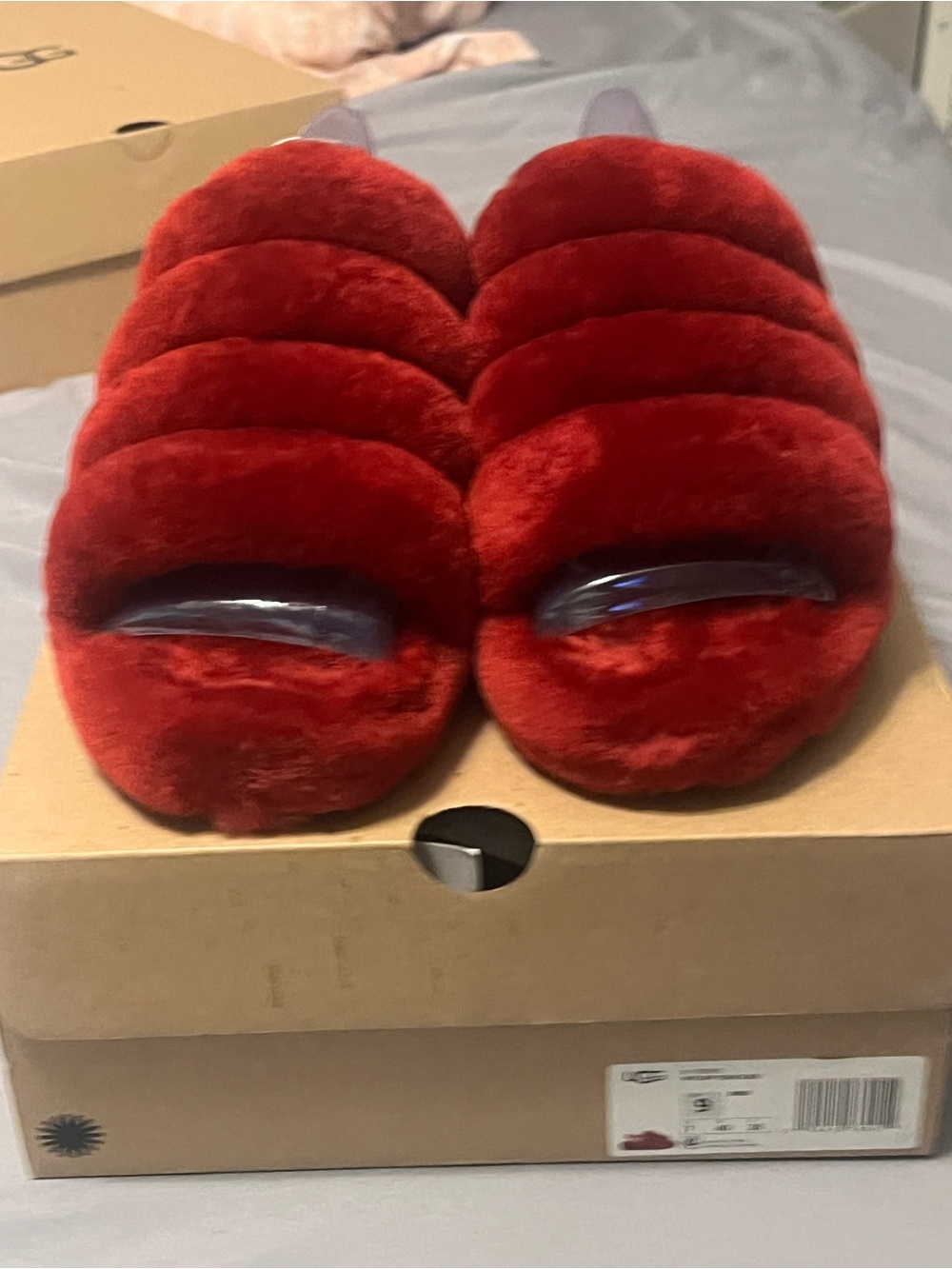 UGG Plush Quilted Slide Slippers - Red